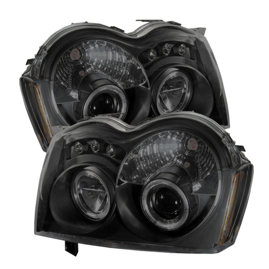 SPYDER 5078551 Spyder Jeep Grand Cherokee 05-07 Projector Headlights LED Halo LED Blk Smke PRO-YD-JGC05-HL-BSM
