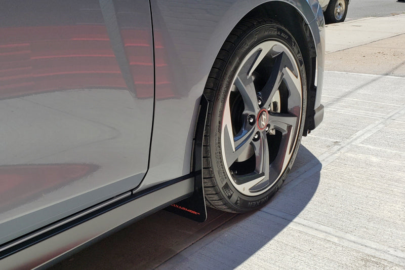 Rally Armor MF58-UR-BLK/DGRY 19-21 Hyundai Veloster Turbo/2.0/R-Spec Black UR Mud Flap w/Dark Grey Logo