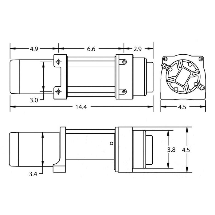 Superwinch 1145270 4500 LBS 12V DC 1/4in x 50ft Synthetic Rope Terra 4500SR Winch - Gray Wrinkle