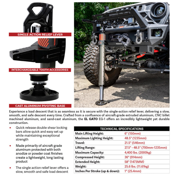 Go Rhino XG-RJ50010B Xventure Gear EG1 El Gato Hydraulic Jack - Graphite