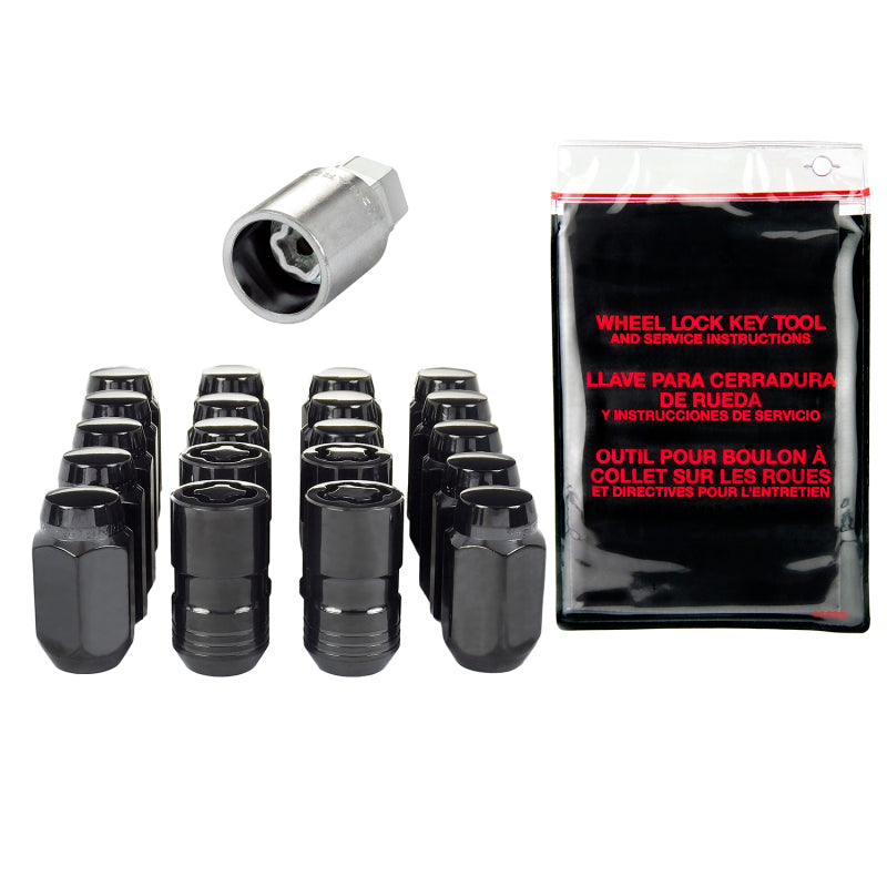 McGard 84527 5 Lug Hex Install Kit w/Locks (Cone Seat Nut) M14X1.5 / 22mm Hex / 1.635in. Length - Black