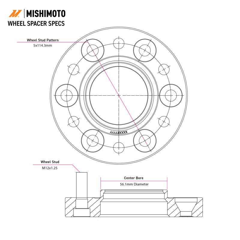 Mishimoto MMWS-003-200BK 5x114.3 20mm 56.1 Bore M12 Wheel Spacers - Black