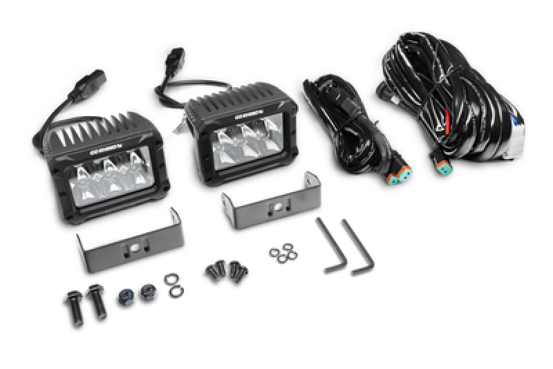 Go Rhino 753003023SBS Xplor Bright Series Rectangle LED Spot Light Kit (Surface/Thread Stud Mnt) 4x3 - Blk (Pair)
