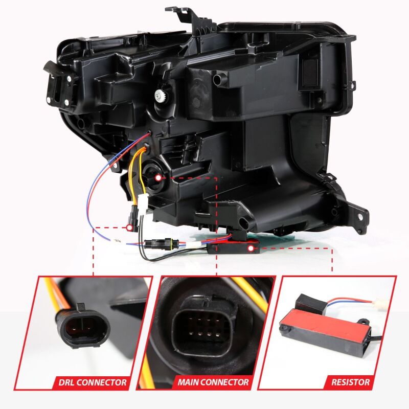 ANZO 111600 19-21 GMC Sierra 1500 LED Projector Headlight w/Switchback+Sequential - Black