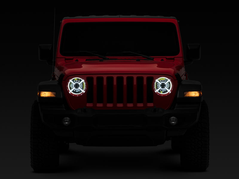 Raxiom J137646 18-22 Jeep Wrangler JL/ JT 9-Inch LED Headlights w/ DRL and Halo- Black Housing (Clear Lens)