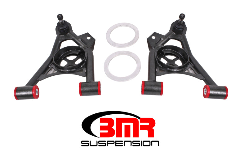 BMR Suspension AA037H BMR 79-93 Mustang Fox Lower Control A-Arm Front w/ Spring Pocket/Tall Ball Joint - Black Hammertone