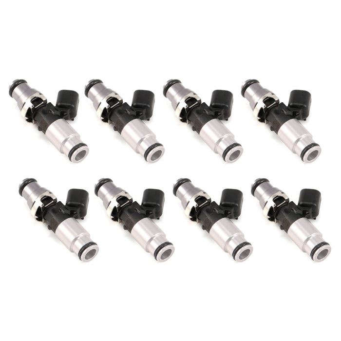 Injector Dynamics 1700.60.14.14B.8 1700cc Injector - 60mm Length - 14mm Grey Top - Silver Bottom Adapt (Set of 8)