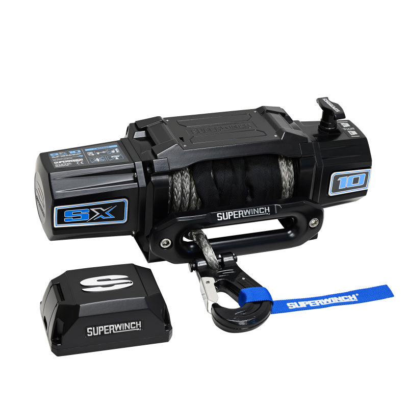 Superwinch 1710204 10000 LBS 12V DC 3/8in x 80ft Synthetic Rope SX10SR Winch - Semi Gloss Black