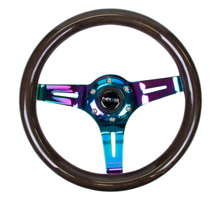 NRG ST-310BK-MC Classic Wood Grain Steering Wheel (310mm) Black w/Neochrome 3-Spoke Center