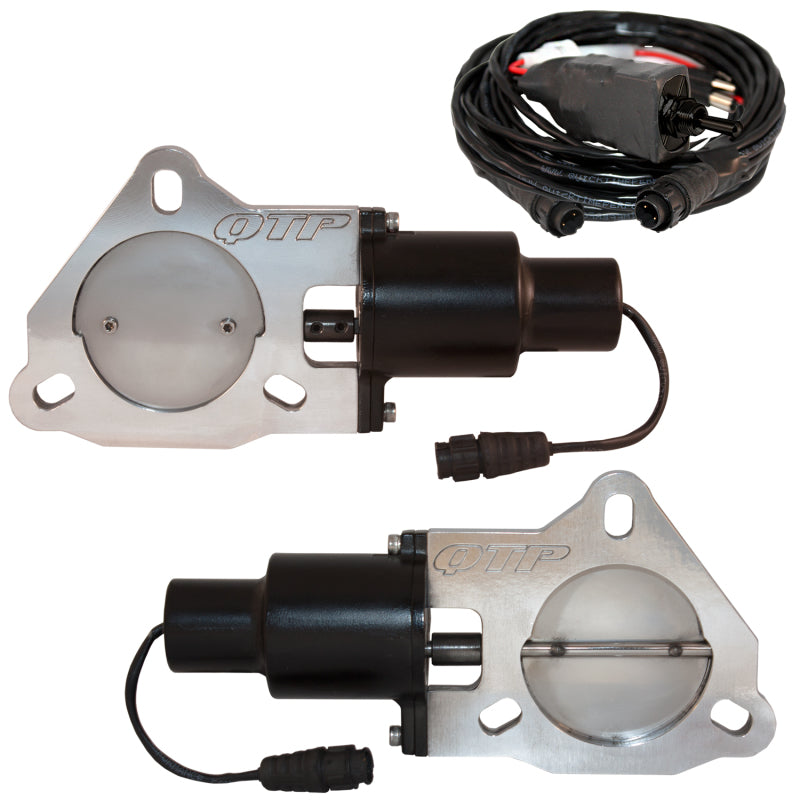 QTP QTEC60 3in Bolt-On QTEC Dual Electric Cutout Valves - Pair