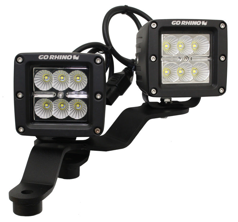 Go Rhino 730231T 18-20 Jeep Wrangler JL/JLU/Gladiator JT Light Mount - Two 3in Cubes Offset