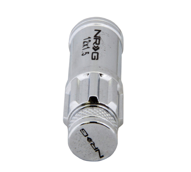 NRG LN-LS700SL-21 700 Series M12 X 1.5 Steel Lug Nut w/Dust Cap Cover Set 21 Pc w/Locks & Lock Socket - Silver