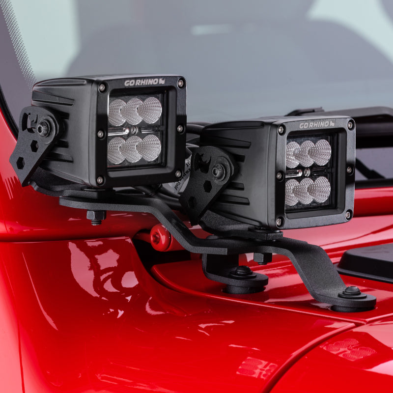 Go Rhino 730231T 18-20 Jeep Wrangler JL/JLU/Gladiator JT Light Mount - Two 3in Cubes Offset