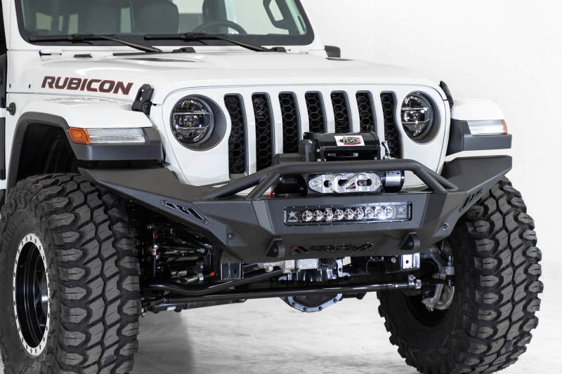 Addictive Desert Designs F961692080103 2020 Jeep Gladiator JT Stealth Fighter Front Bump w/ Top Hoop & Winch Mount