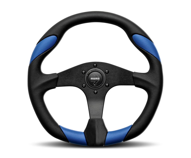 MOMO QRK35BK0BU Momo Quark Steering Wheel 350 mm - Black Poly/Black Spokes/Blue Inserts