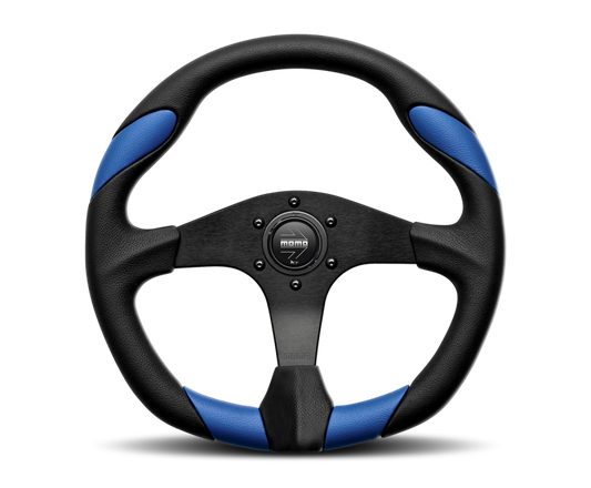 MOMO QRK35BK0BU Momo Quark Steering Wheel 350 mm - Black Poly/Black Spokes/Blue Inserts