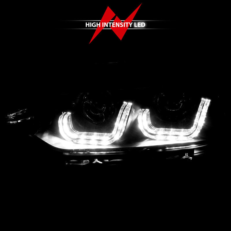 ANZO 121504 2012-2015 BMW 3 Series Projector Headlights w/ U-Bar Black