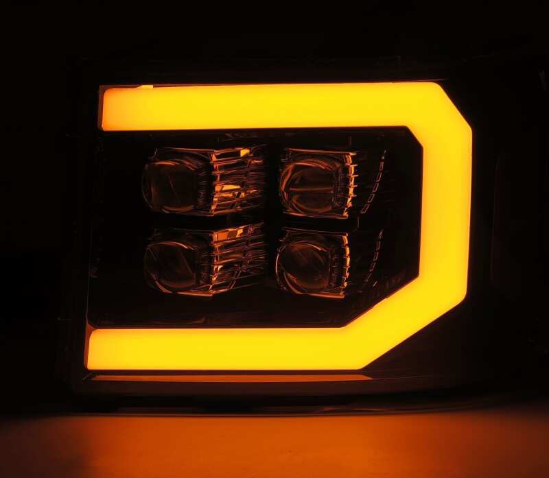 AlphaRex 880609 07-13 GMC 1500HD NOVA LED Proj Headlight Plank Style Gloss Blk w/Activ Light/Seq Signal/DRL