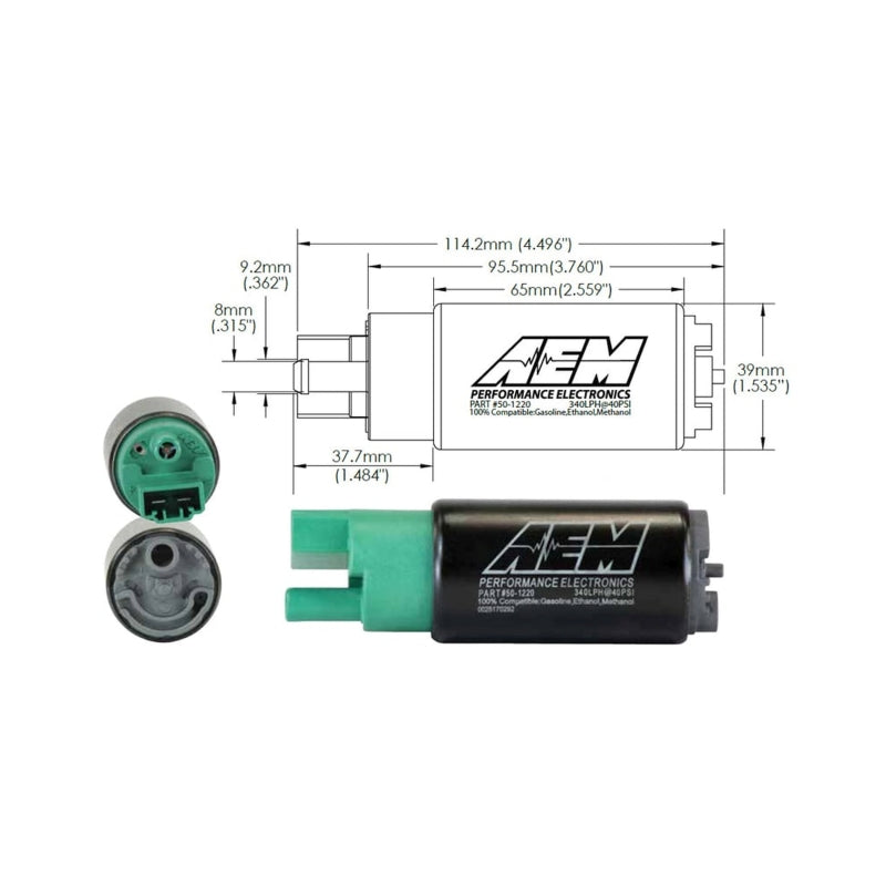 AEM 50-1220 340LPH 65mm Fuel Pump Kit w/o Mounting Hooks - Ethanol Compatible