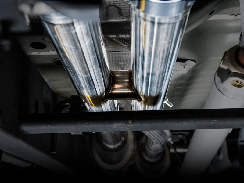 AWE Tuning 3015-42203 4th Gen GM 1500 6.2L 0FG Catback Split Rear Exit (w/ Bumper Cutouts) - Quad Chrome Tips