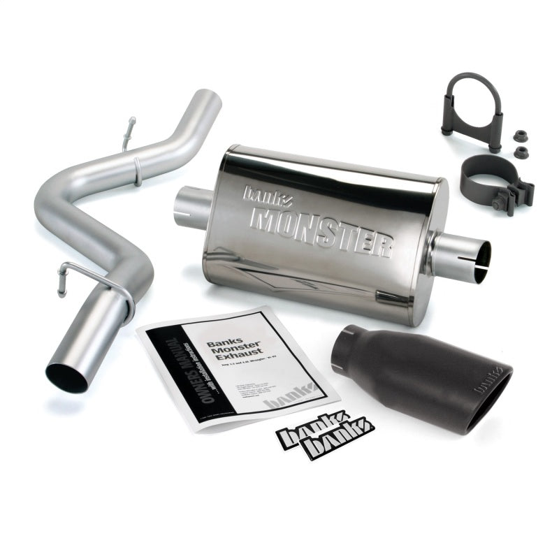 Banks Power 51312-B 97-99 Jeep 2.5/4.0L Wrangler Slip Fit Cat Monster Exh Sys - SS Single Exh w/ Blk Tip