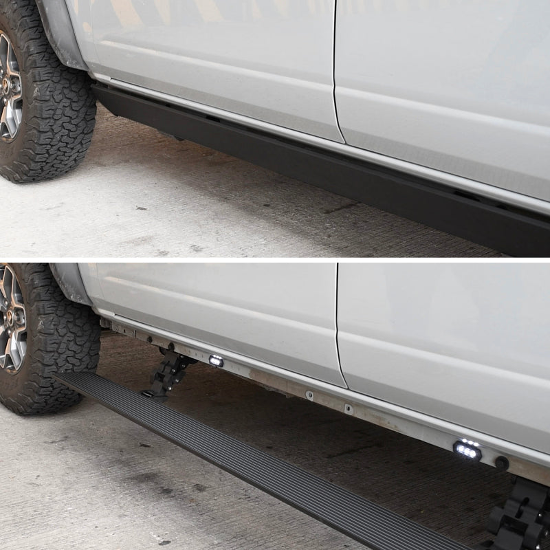 Go Rhino 20436687PC 19-23 RAM 1500 CC 4dr E-BOARD E1 Electric Running Board Kit 3 Brkt (No Drill) - Tex. Blk