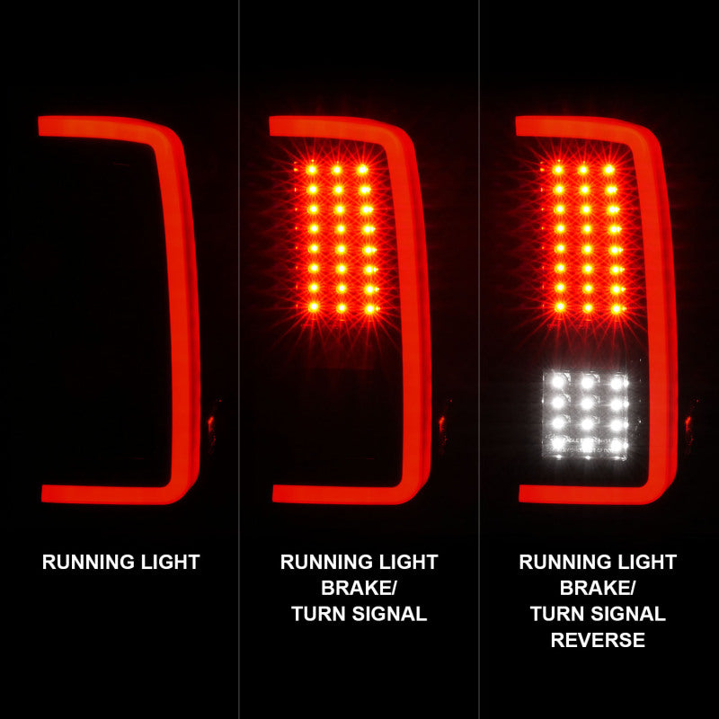 ANZO 311381 2007-2013 Chevrolet Silverado1500/ 2500/ 3500 LED Tail Lights w/ Light Bar Black Housing Smoke