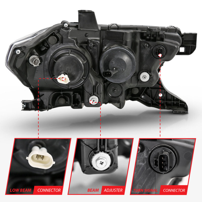 ANZO 111396 2016-2017 Toyota Tacoma Projector Headlights w/ Plank Style Switchback Black w/ Amber