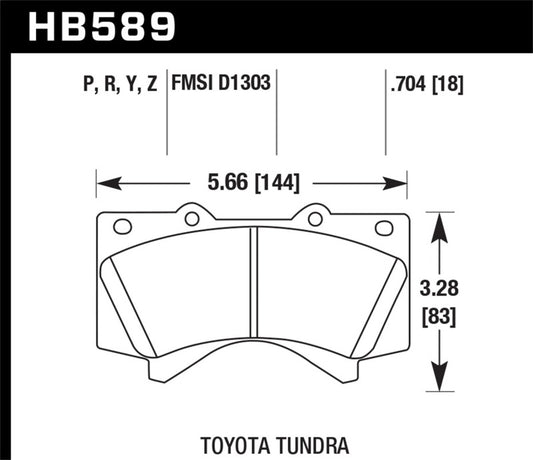 Hawk Performance HB589Z.704 08-14 Toyota Land Cruiser Ceramic Street Front Brake Pads