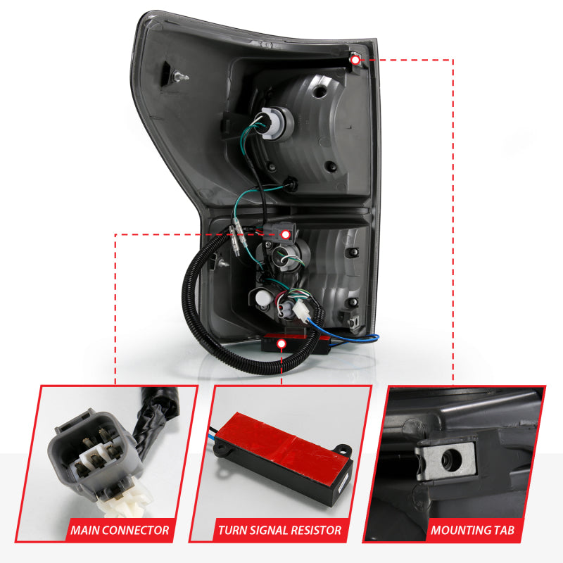 ANZO 311337 2007-2013 Toyota Tundra LED Taillights Plank Style Black w/Smoke Lens