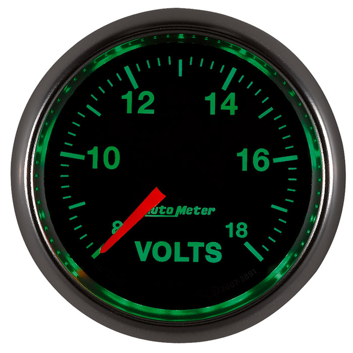 AutoMeter 3891 Autometer GS Series 2-1/16in Voltmeter 18V Electrical Gauge Full Sweep