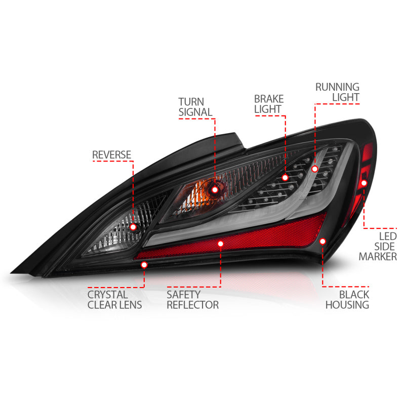ANZO 321347 10-13 Hyundai Genesis 2DR LED Taillights Smoke
