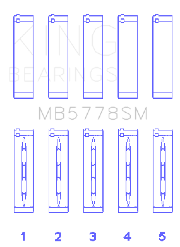 King Engine Bearings MB5778SM0.25 Audi/VW 1.8/2.0 TSI/TFSI (Size 0.25 Oversized) Main Bearing Set