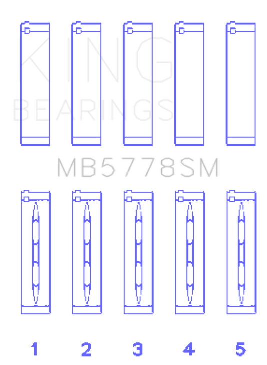 King Engine Bearings MB5778SM0.25 Audi/VW 1.8/2.0 TSI/TFSI (Size 0.25 Oversized) Main Bearing Set