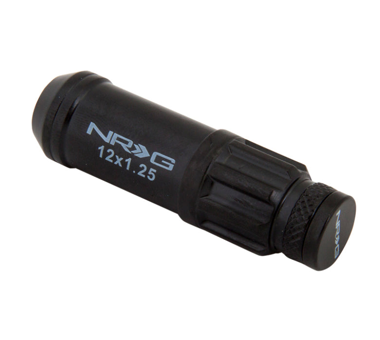 NRG LN-LS710BK-21 700 Series M12 X 1.25 Steel Lug Nut w/Dust Cap Cover Set 21 Pc w/Locks & Lock Socket - Black