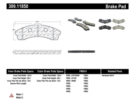 Stoptech 309.11850 StopTech Performance 06-09 Chevrolet Corvette Z06 Front Brake Pads