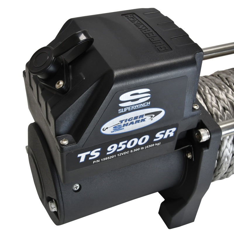 Superwinch 1595201 9500 LBS 12V DC 3/8in x 80ft Synthetic Rope Tiger Shark 9500 Winch