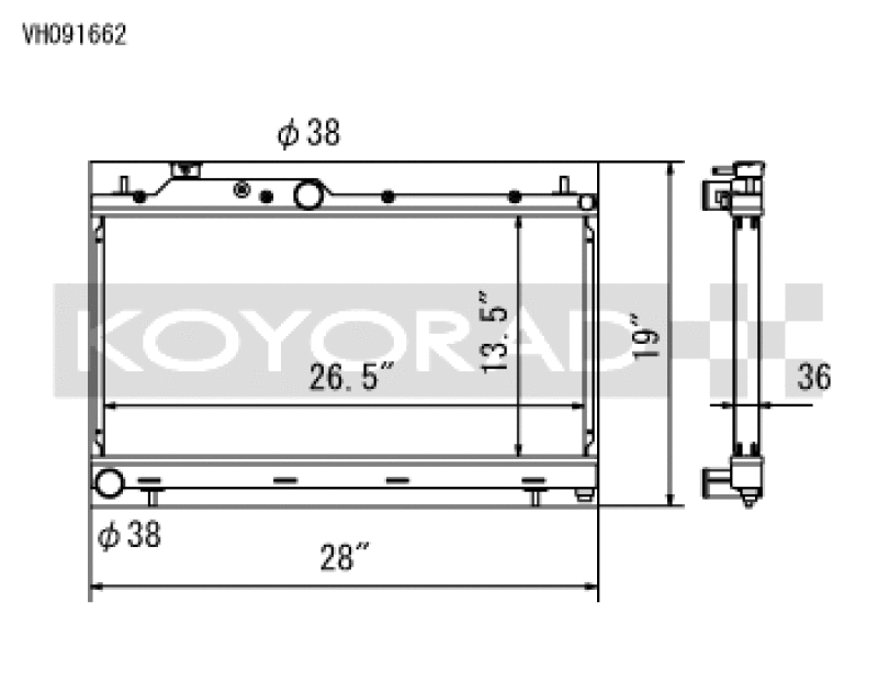 Koyo VH091662 08-15 Subaru WRX / STI 05-09 Subaru Legacy GT 2.5L (MT / w/ Filler Neck) Radiator