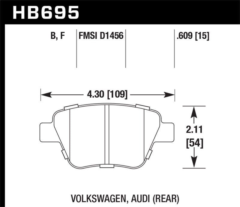 Hawk Performance HB695F.609 Hawk 12 Audi A3 / 11-12 VW Golf GTI/Jetta S/Jetta SE/Jetta SEL/Jetta TDI HPS Street Rear Brake Pads