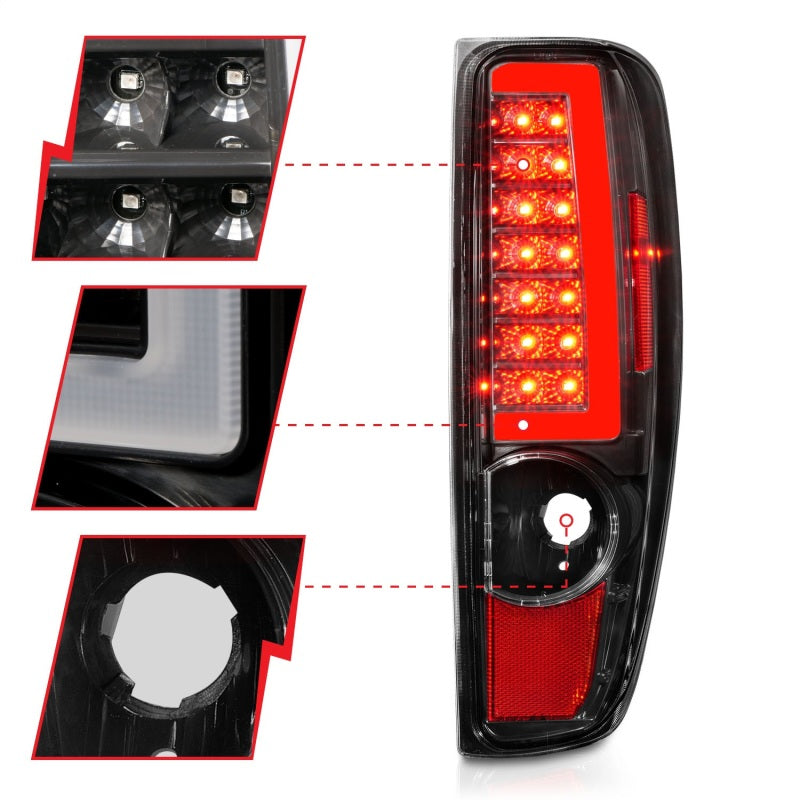 ANZO 311382 2004-2012 Chevrolet Colorado/ GMC Canyon LED Tail Lights w/ Light Bar Black Housing