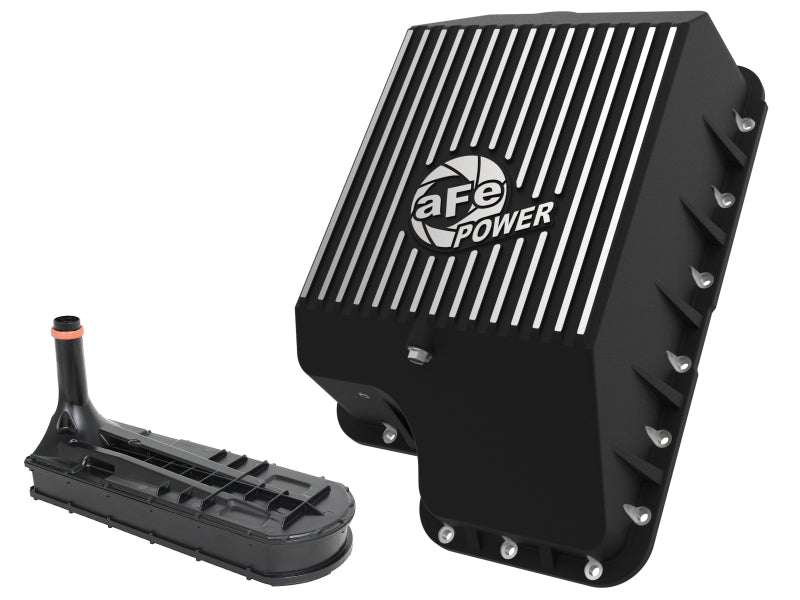 aFe 46-70122-1 Transmission Pan (Black); Ford Diesel Trucks 03-10 V8-6.0/6.4L (td)