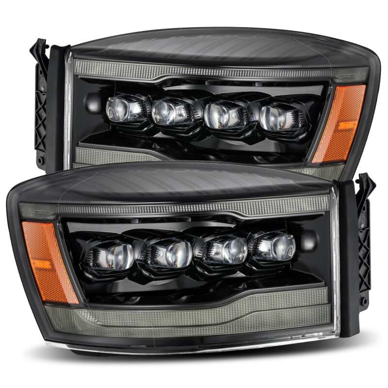 AlphaRex 880538 06-08 RAM 1500HD NOVA LED Proj Headlights Plank Style Alpha Blk w/Seq Signal/DRL/Amber LED