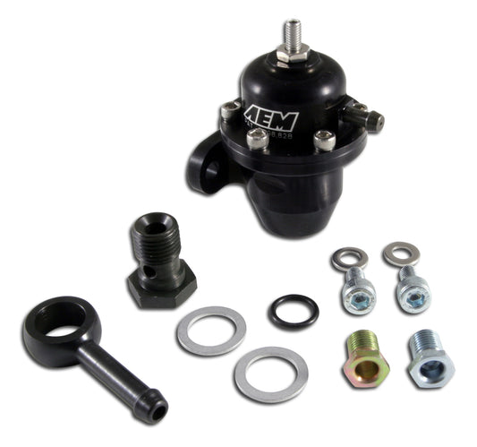 AEM 25-303BK 86-93 Acura / 95-98 TL / 88-91 Civic/CRX / 92-01 Prelude Black Adjustable Fuel Pressure Regulato