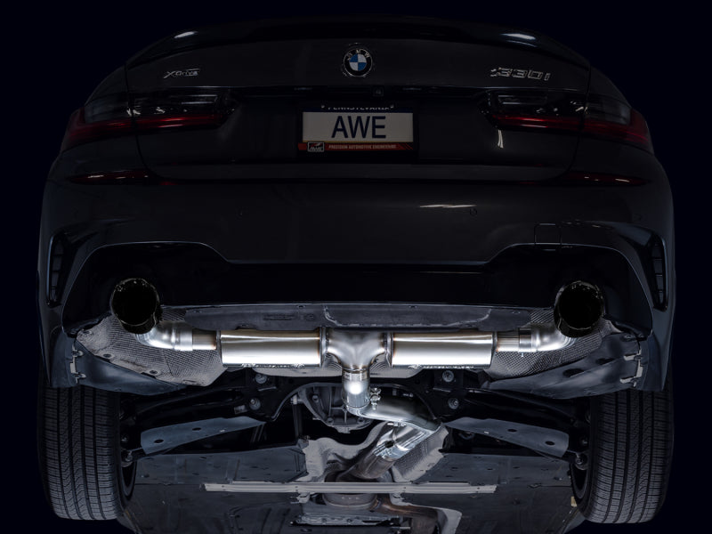 AWE Tuning 3015-33429 AWE 19-23 BMW 330i / 21-23 BMW 430i Base G2X Touring (Excl.Conv) Axle Back Exhaust - Diamond Black