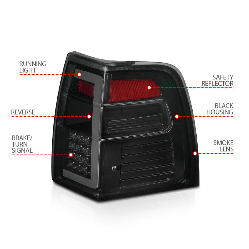 ANZO 311409 07-17 Ford Expedition LED Taillights w/ Light Bar Black Housing Smoke Lens