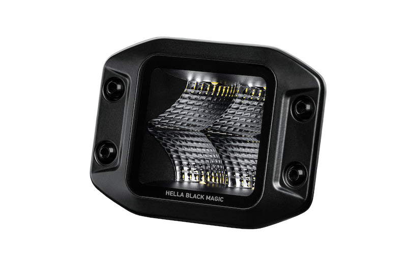Hella 358176831 Universal Black Magic 3.2in L.E.D. Cube Kit - Flood Beam (Flush Mount)