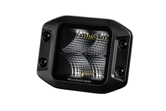 Hella 358176831 Universal Black Magic 3.2in L.E.D. Cube Kit - Flood Beam (Flush Mount)