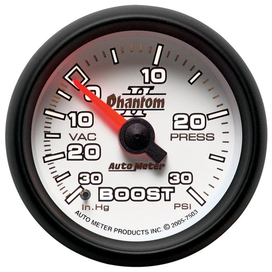 AutoMeter 7503 Autometer Phantom II 52.4mm Mechanical Vacuum / Boost Gauge 30 In. HG/30 PSI