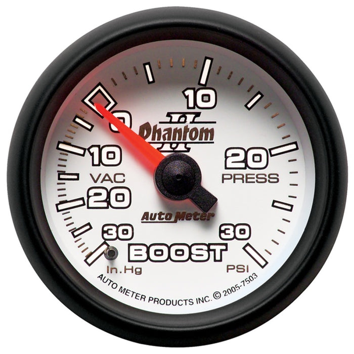 AutoMeter 7503 Autometer Phantom II 52.4mm Mechanical Vacuum / Boost Gauge 30 In. HG/30 PSI