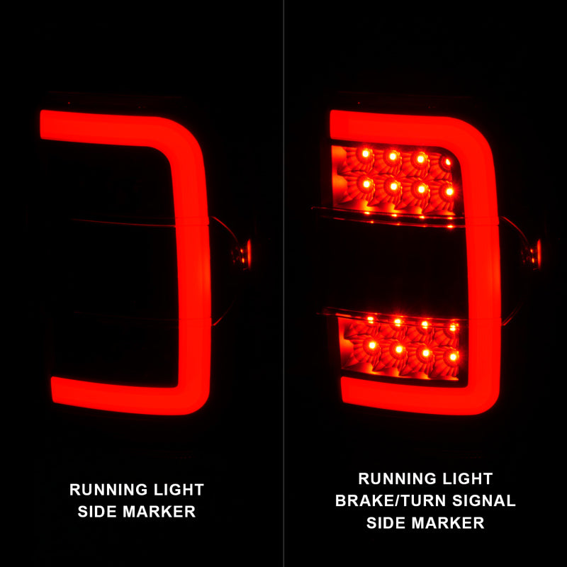 ANZO 311390 2001-2011 Ford Ranger LED Tail Lights w/ Light Bar Black Housing Clear Lens